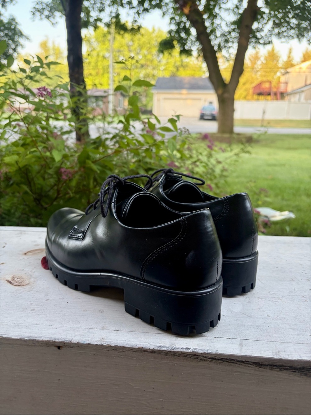 ECCO - Modtray Leather Derby Shoes Black Lug Sole Oxfords - EU 39 US 8.5 - Picture 5 of 10
